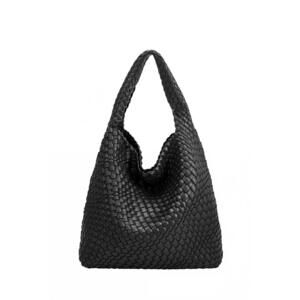 NEW MELIE BIANCO women's woven large shoulder bag in black